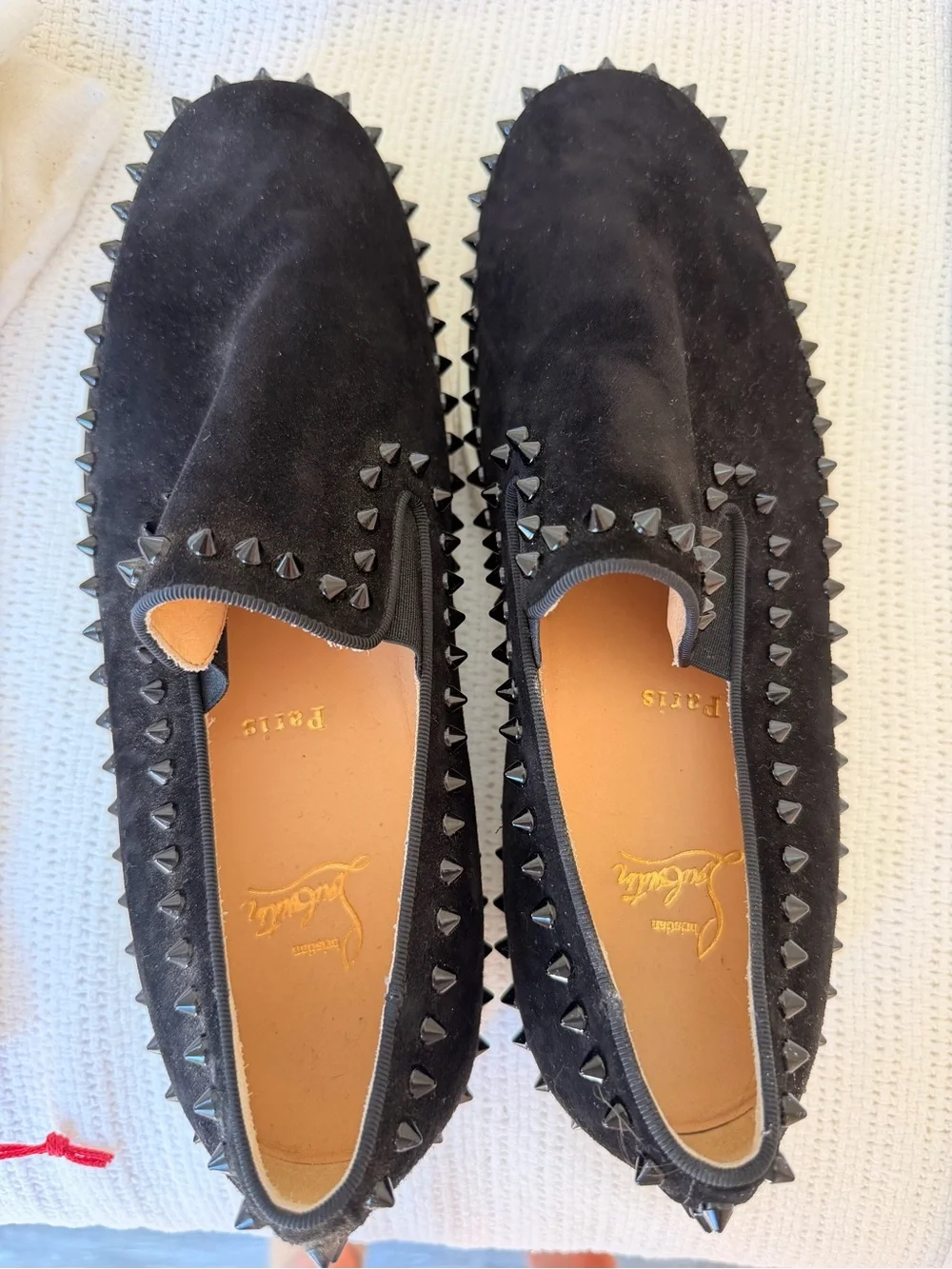 Christian Louboutin Black Spiked Suede Loafers